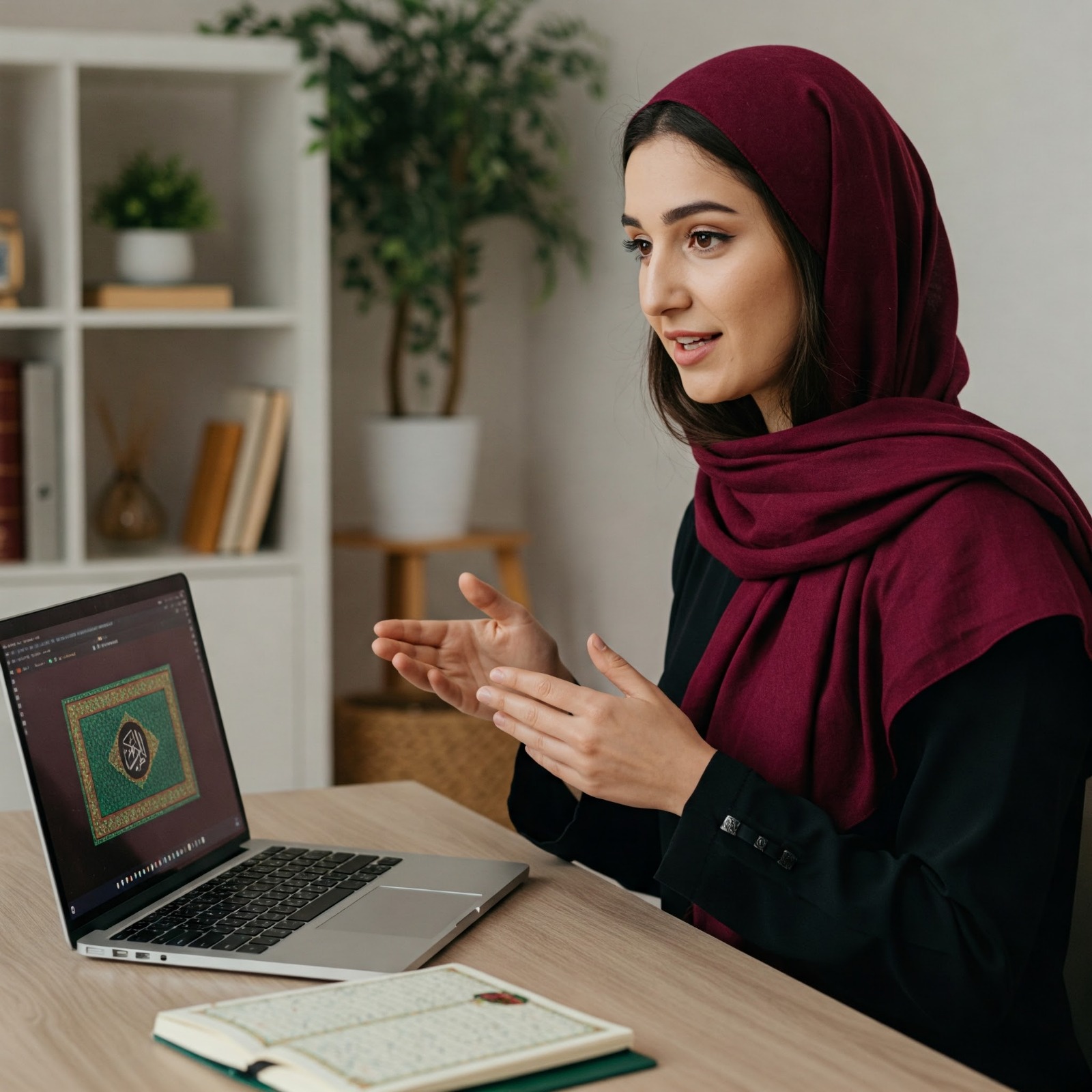 Child learning Quran online